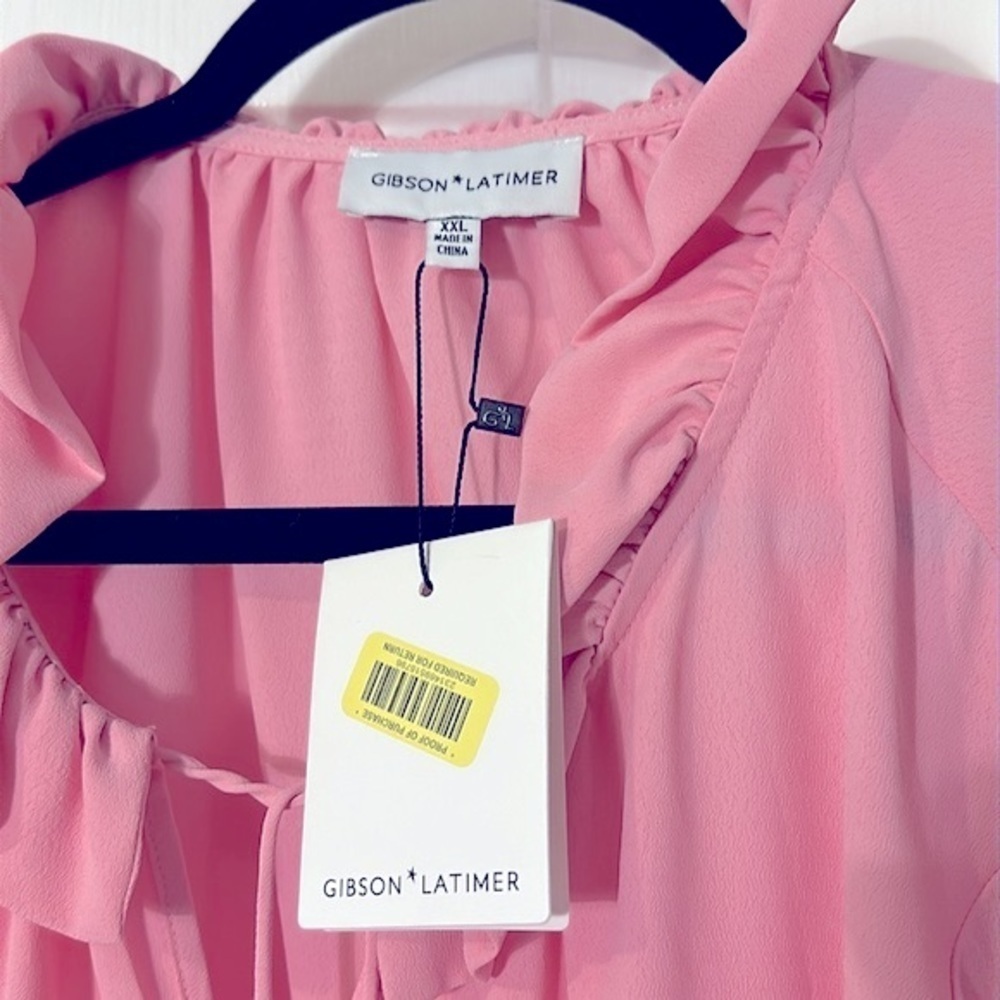 NWT Women’s Gibson Latimer Pink Long Sleeve Tunic Blouse Women Size XXL - Picture 4 of 8